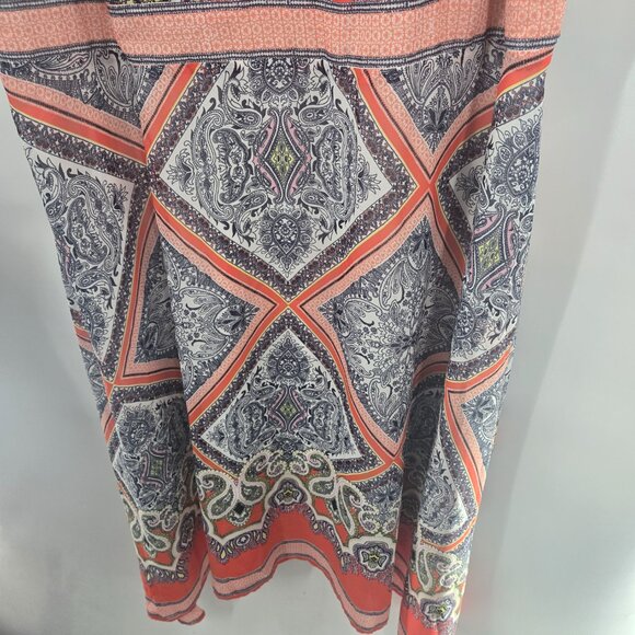 Studio One New York Bohemian Orange Gray Asymmetrical Hem Midi Dress Size 18W - Picture 3 of 9